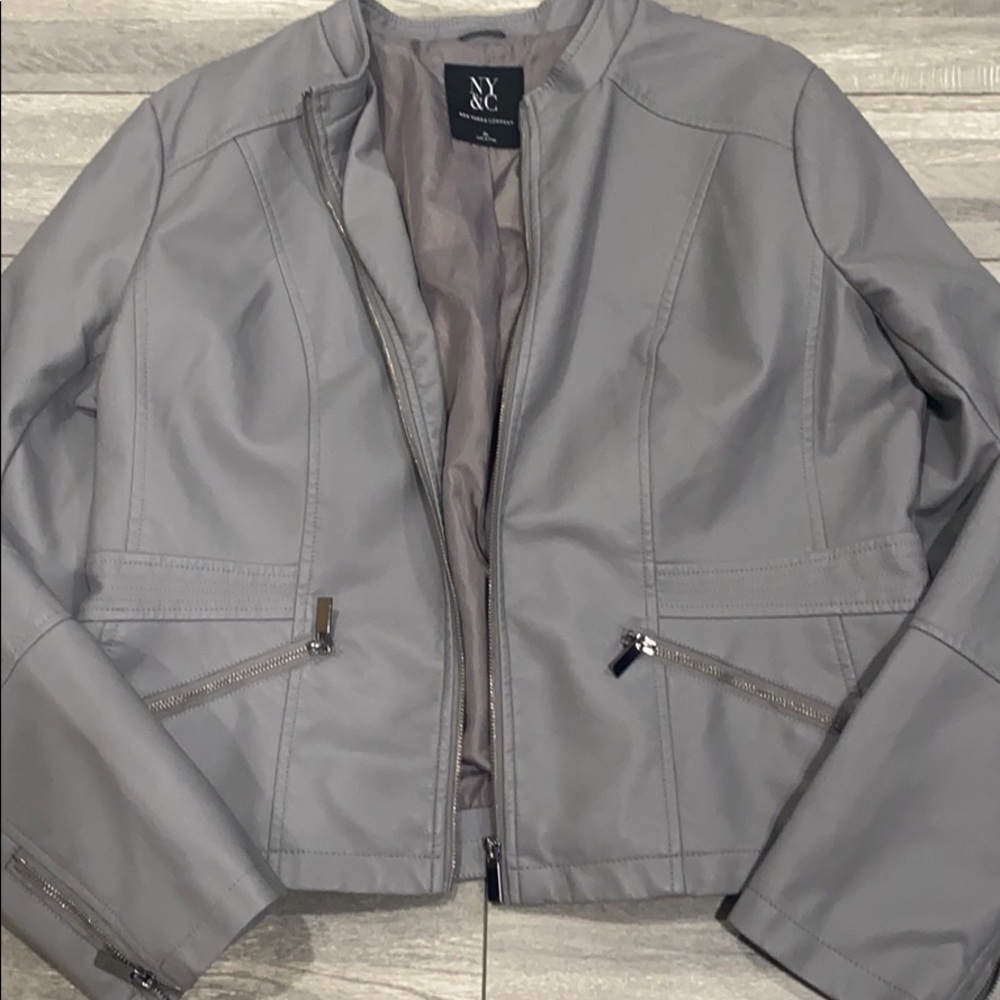 New York & Company Gray Leather Jacket